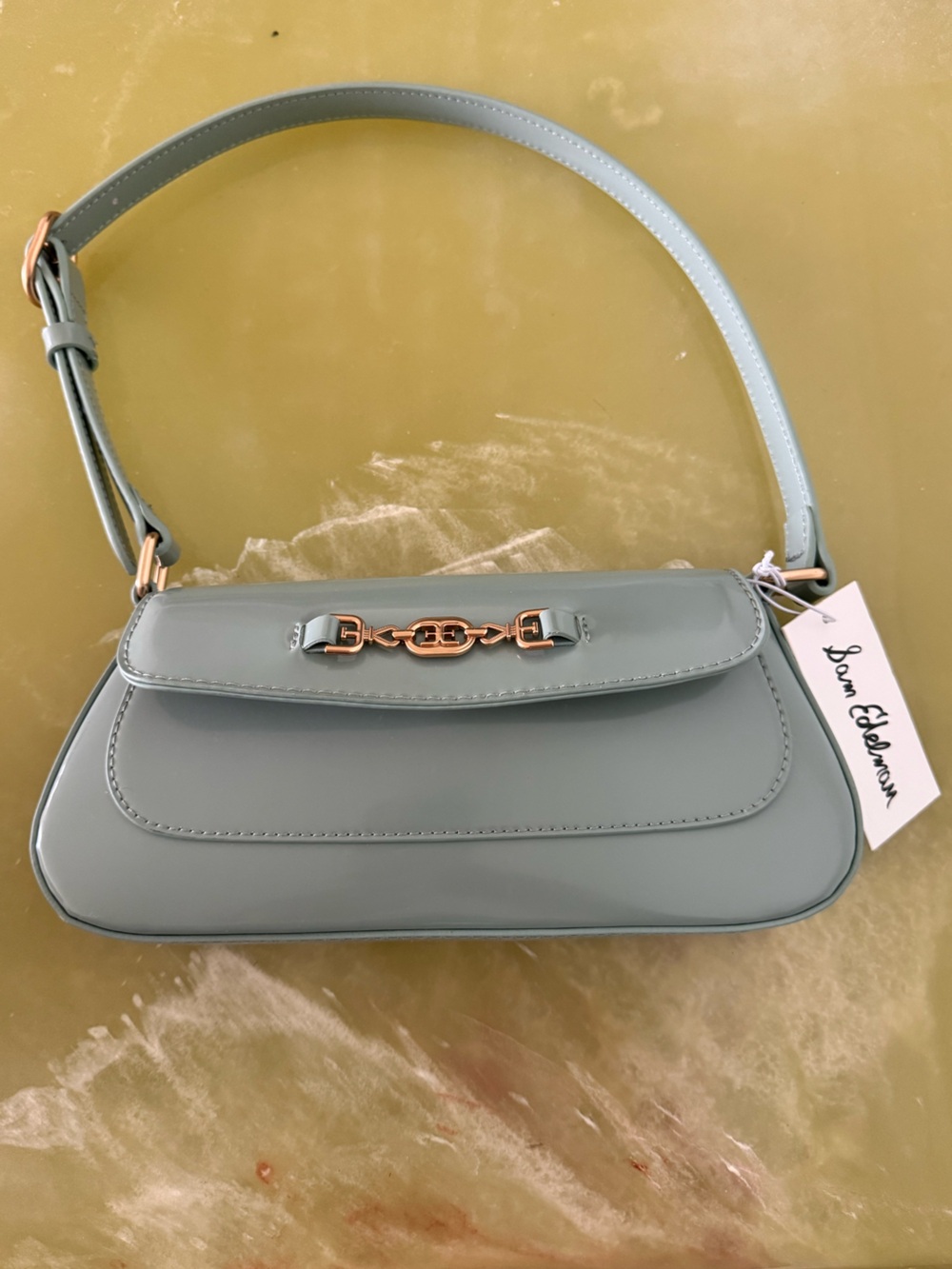 Sam Edelman Mint Green Shoulder Bag with Gold Chain Accent
